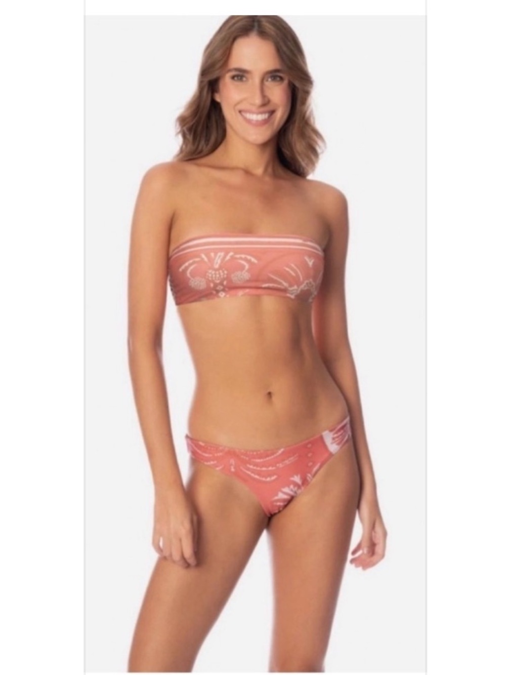 🍊(TOP) Maaji Botanic Engraving Tiffany Reversible Bandeau Bikini Top.